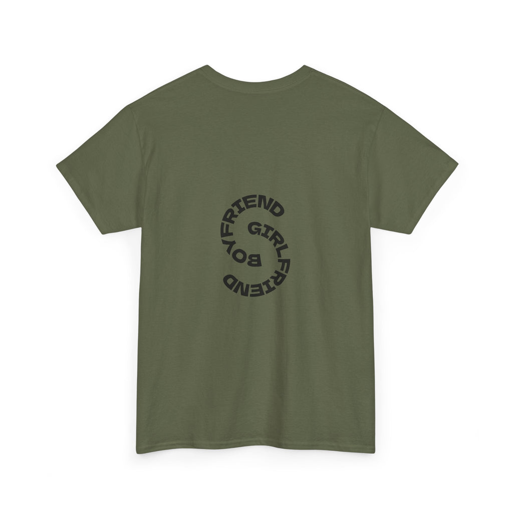 Girlfriend Boyfriend Circle Tee — Minimal Couple Graphic T-Shirt
