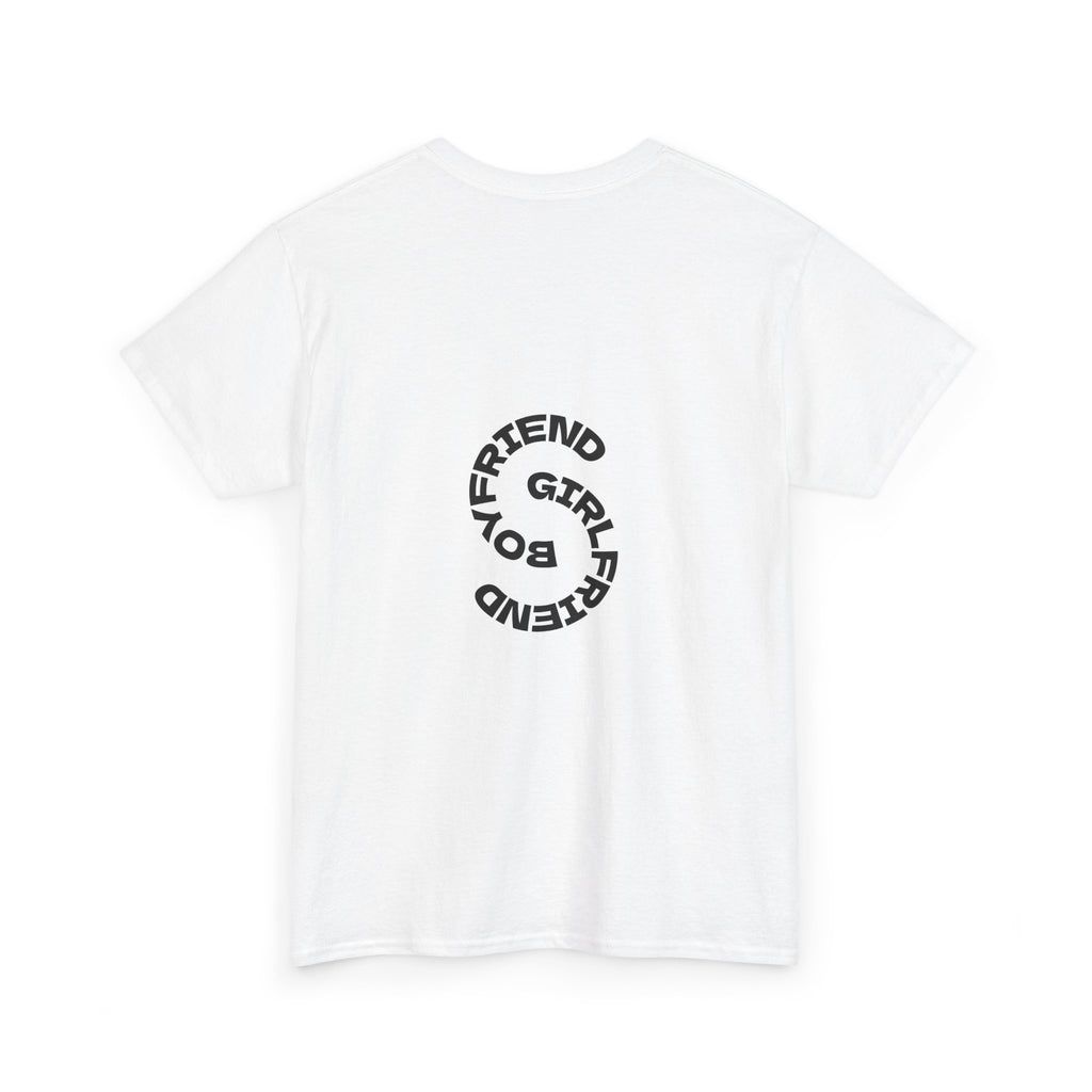 Girlfriend Boyfriend Circle Tee — Minimal Couple Graphic T-Shirt