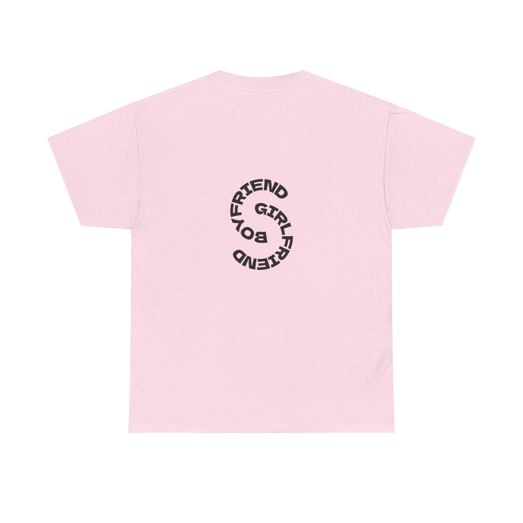 Girlfriend Boyfriend Circle Tee — Minimal Couple Graphic T-Shirt