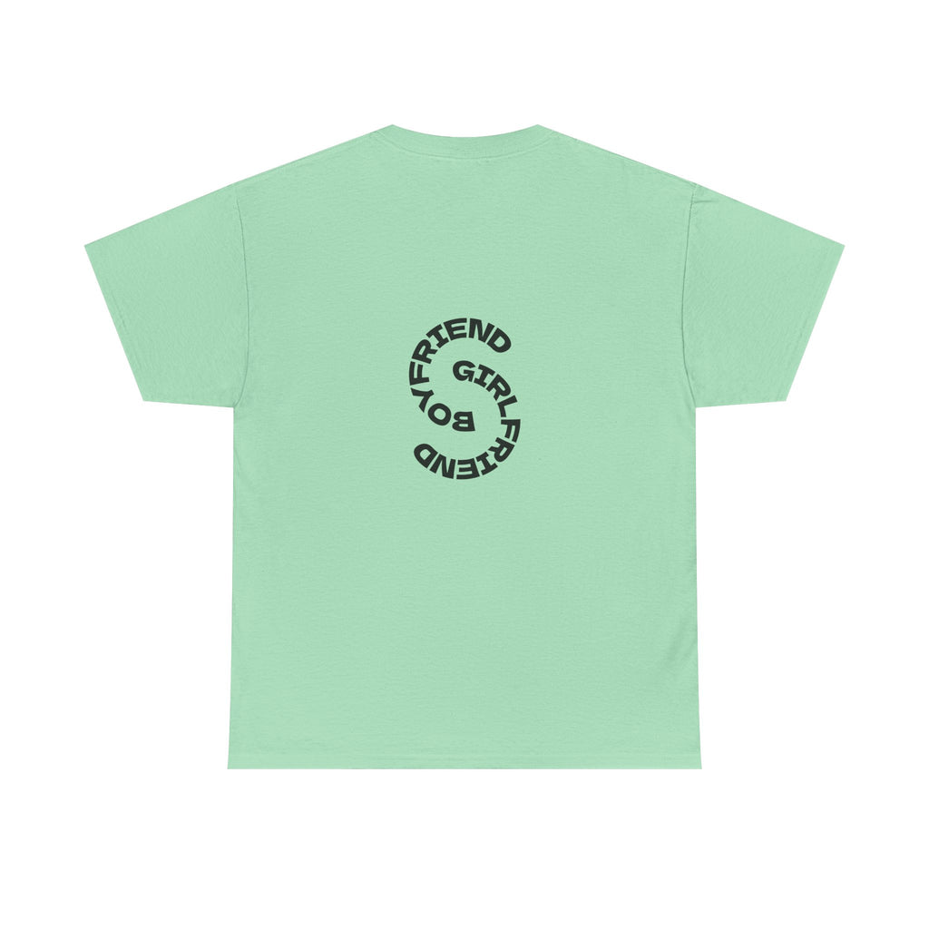 Girlfriend Boyfriend Circle Tee — Minimal Couple Graphic T-Shirt