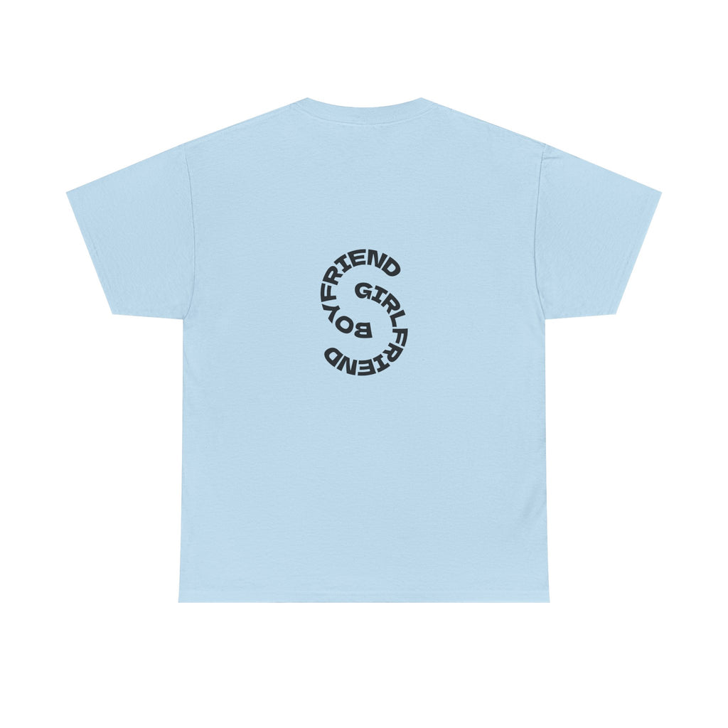 Girlfriend Boyfriend Circle Tee — Minimal Couple Graphic T-Shirt