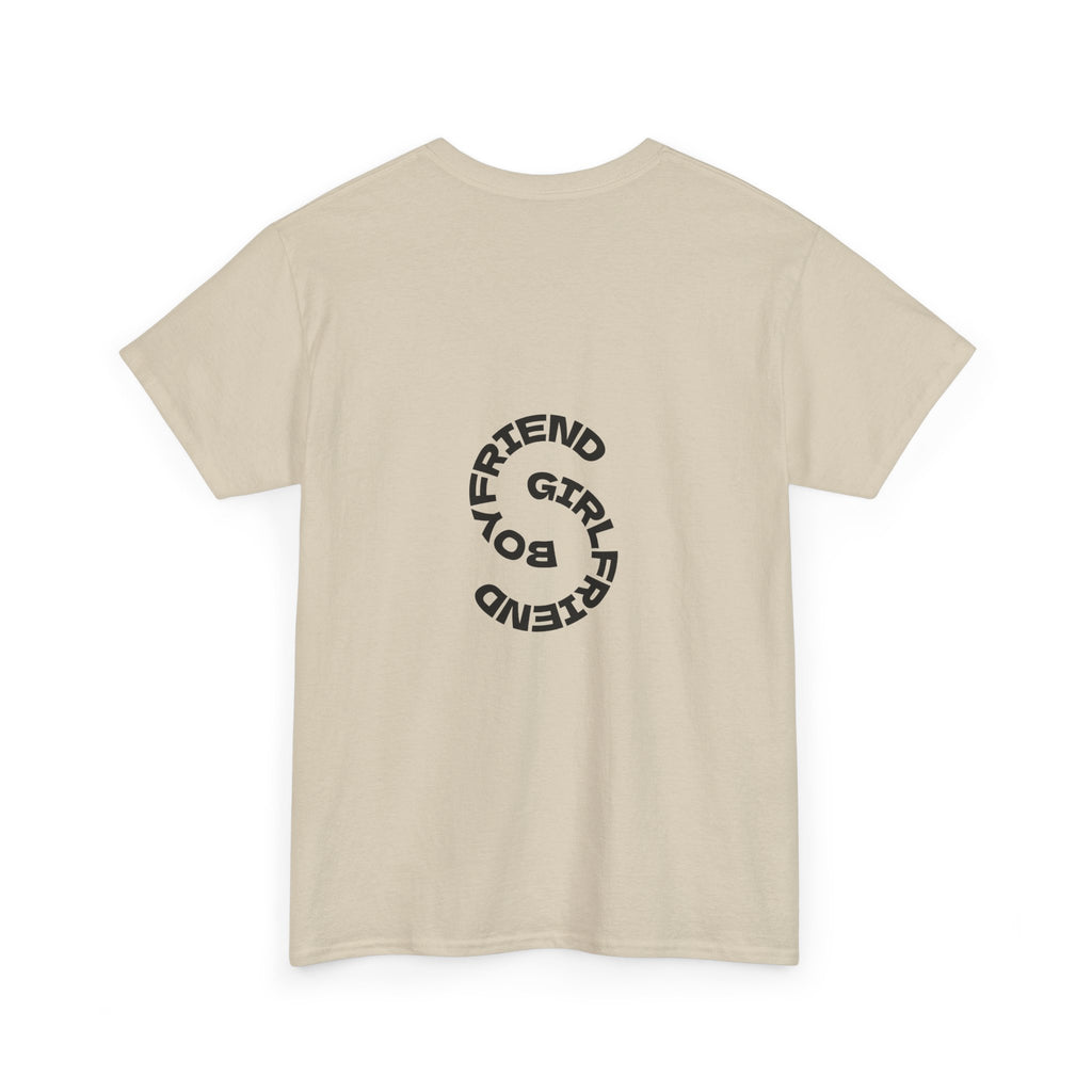 Girlfriend Boyfriend Circle Tee — Minimal Couple Graphic T-Shirt