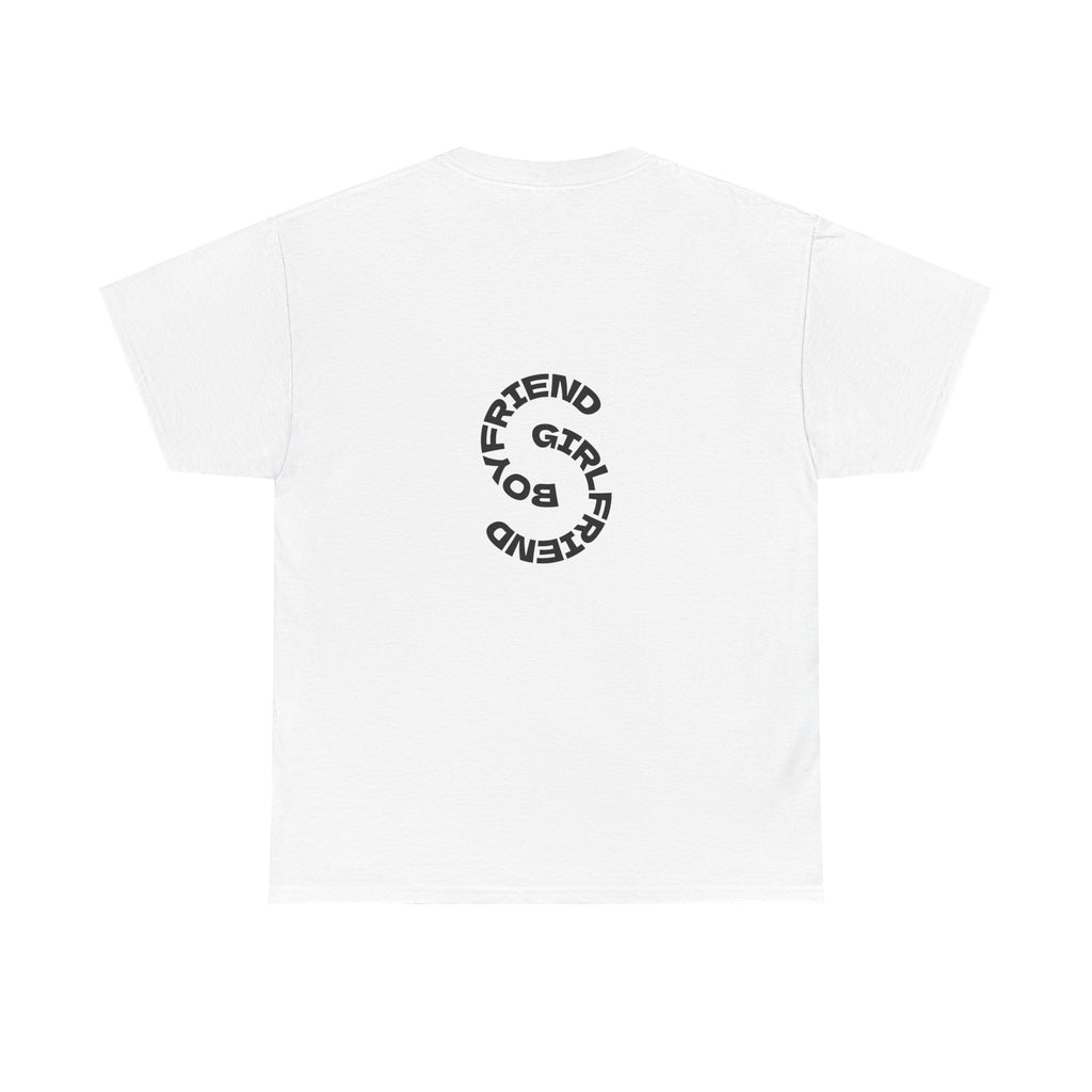 Girlfriend Boyfriend Circle Tee — Minimal Couple Graphic T-Shirt