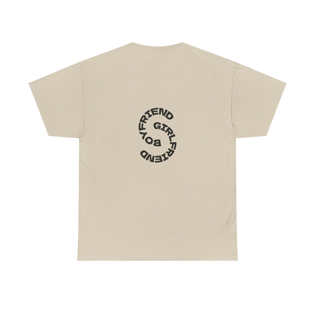 Girlfriend Boyfriend Circle Tee — Minimal Couple Graphic T-Shirt
