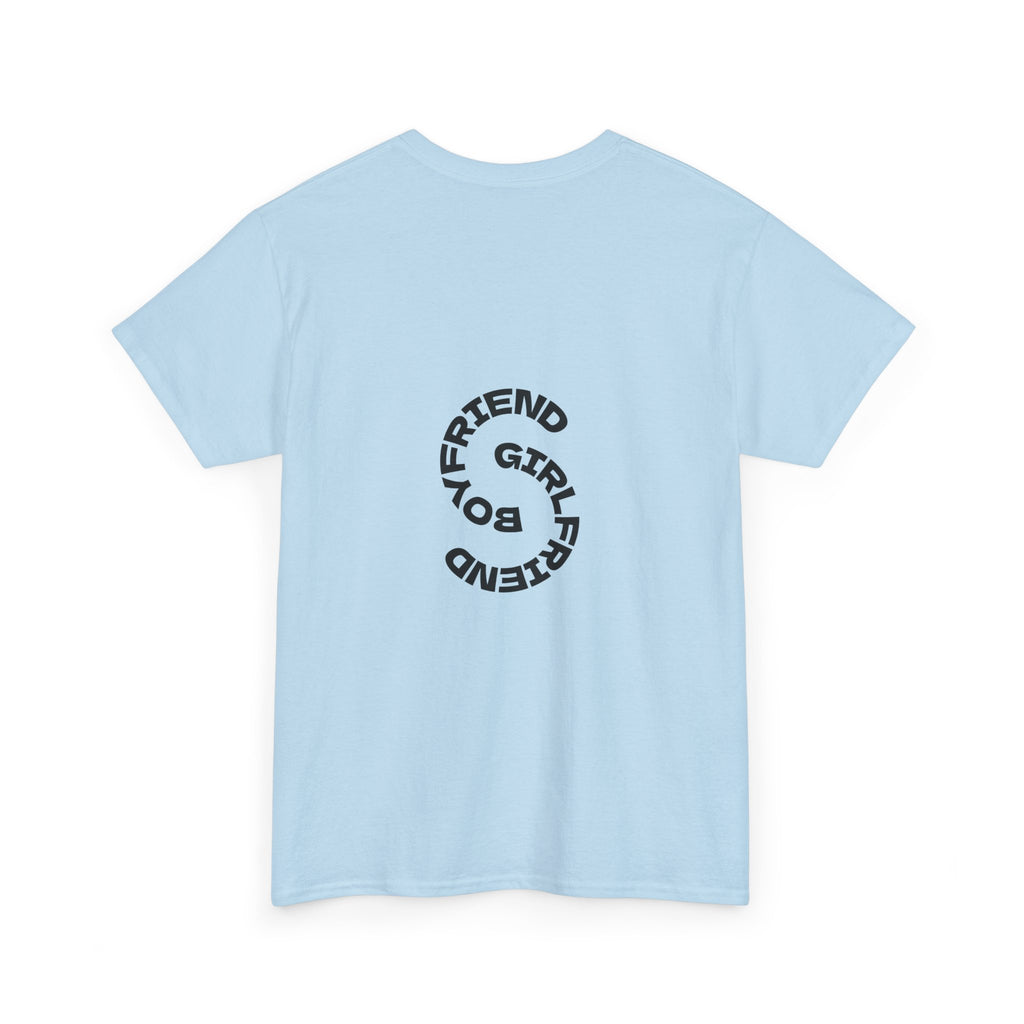 Girlfriend Boyfriend Circle Tee — Minimal Couple Graphic T-Shirt